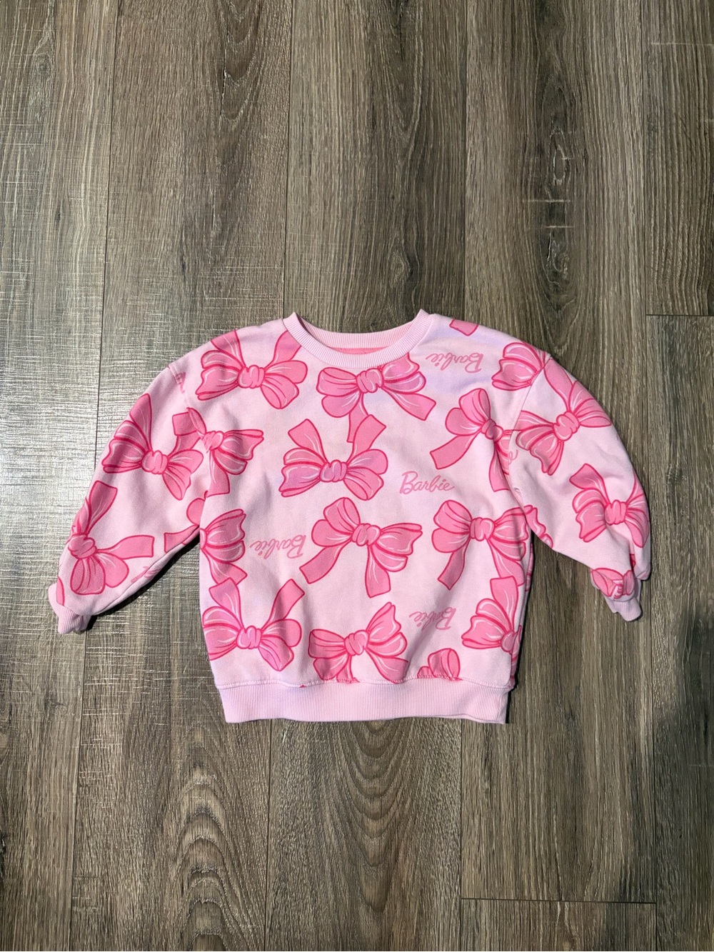 Barbie Girls' Pink Bow-Print Sweatshirt